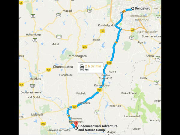 बैंगलोर से भीमेश्वरी का रूट