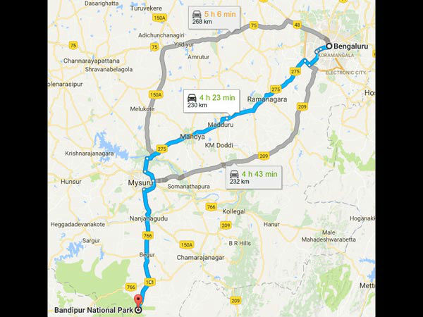 बैंगलोर से बांदीपुर का रूट