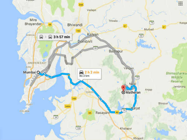 मुंबई से माथेरन की दूरी