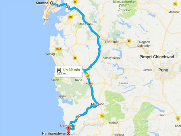 हरिहरेश्वर से मुंबई का रूट