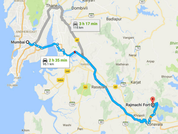 मुंबई से राजमाची किले का रूट