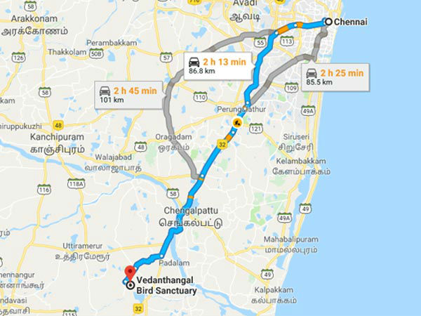 वेदांतंगल पक्षी अभयारण्य तक कैसे पहुँचे